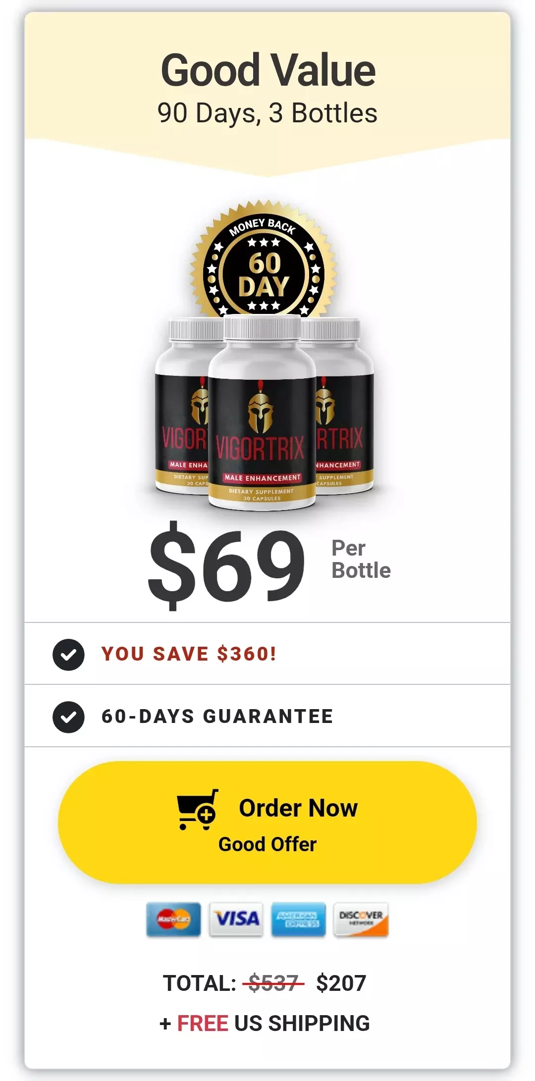 Vigortrix™ 3 bottles pricing